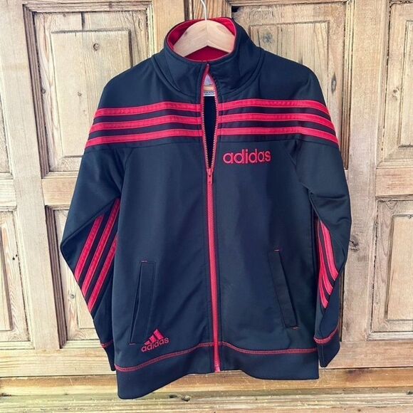 Boy's Adidas 7‎ Black Red Full Zip Track Jacket - Picture 1 of 10
